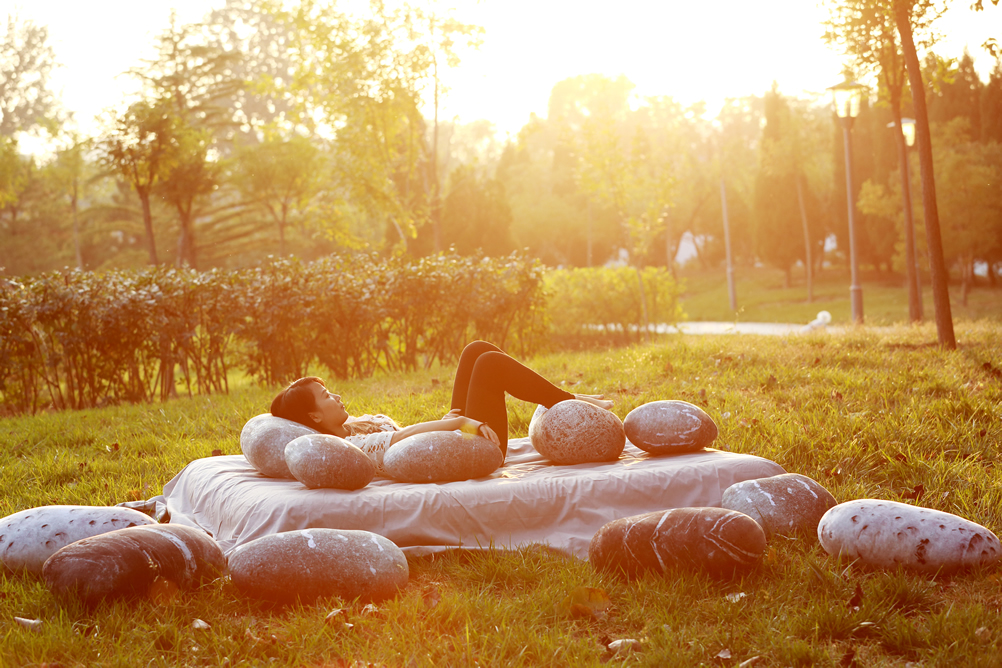 Floor Cushion Pebble Pillows, Wool Pillows, Stone Cushion, Footstool  Ottoman Rock, Pouf Stones Set solid Rocks by KATSU 