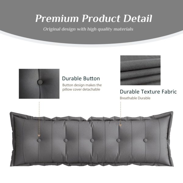 Large Headboard Reading Pillow Bolster Body Pillow Gray - Image 10