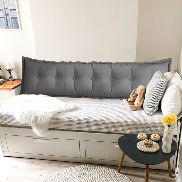 Large Headboard Reading Pillow Bolster Body Pillow Gray - Image 11