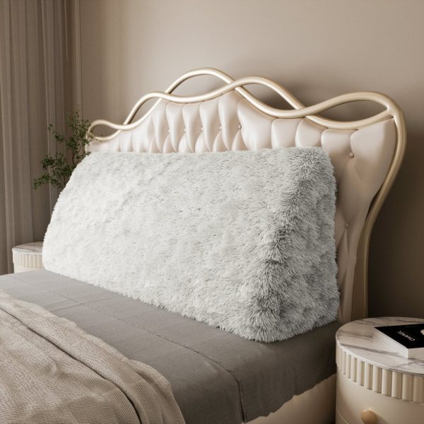 Headboard Pillow Large Wedge Reading Pillow White Plush - Image 2