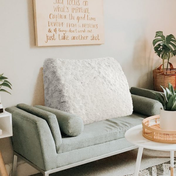 Headboard Pillow Large Wedge Reading Pillow White Plush - Image 3