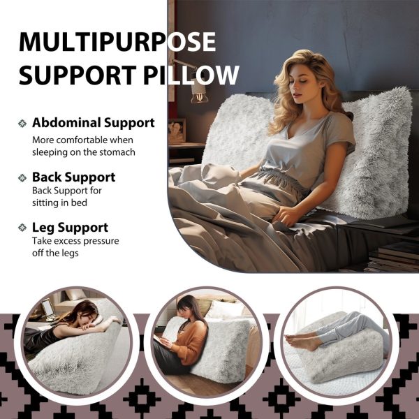 Headboard Pillow Large Wedge Reading Pillow White Plush - Image 6