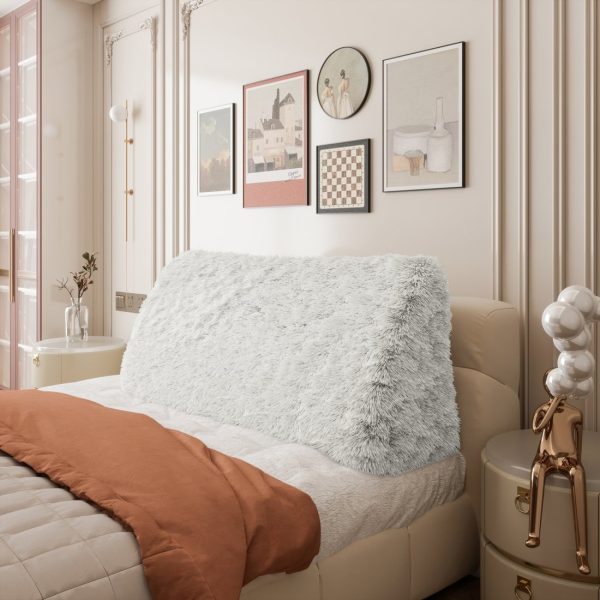 Headboard Pillow Large Wedge Reading Pillow White Plush - Image 9