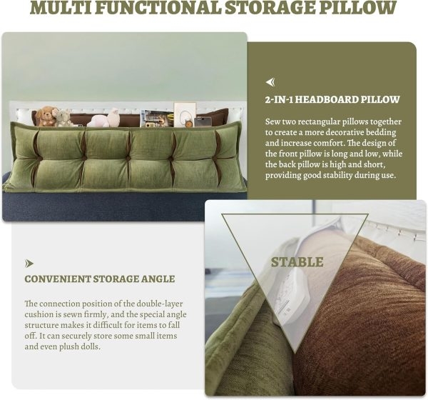 2-Pack Headboard Reading & Backrest Support Pillow Cushions - Image 6