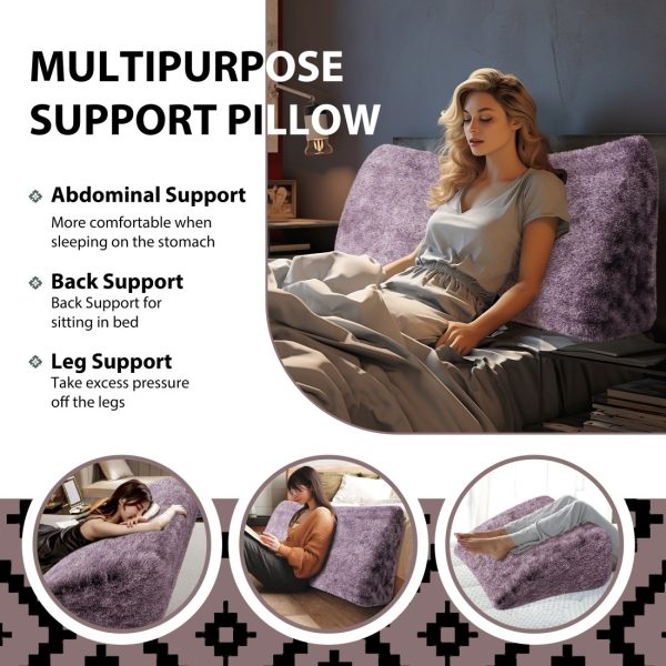 Headboard Wedge Pillow Large Reading Pillow Purple Plush - Image 5