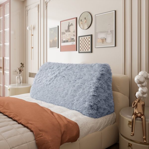 Headboard Wedge Pillow Large Reading Pillow Blue Plush - Image 7