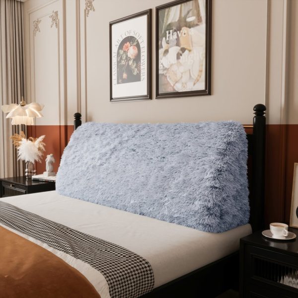 Headboard Wedge Pillow Large Reading Pillow Blue Plush - Image 9