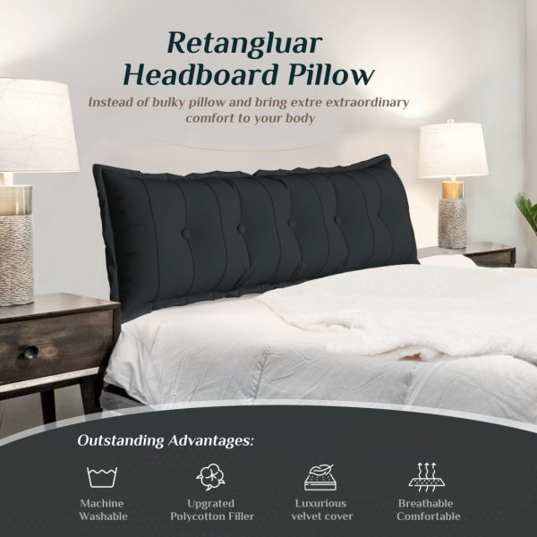 Large Headboard Reading Pillow Bolster Body Pillow Black - Image 12
