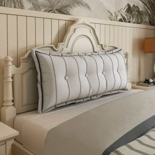Large Headboard Reading Pillow Bolster Body Pillow Off-White - Image 2