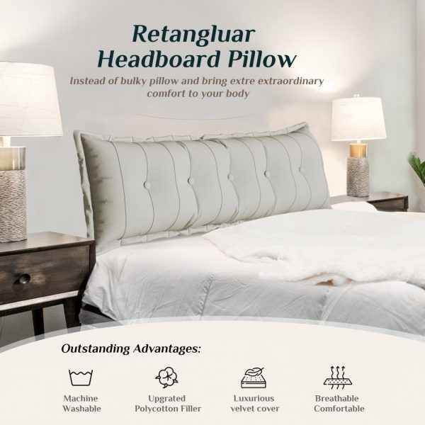 Large Headboard Reading Pillow Bolster Body Pillow Off-White - Image 7