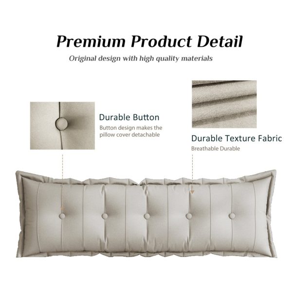 Large Headboard Reading Pillow Bolster Body Pillow Off-White - Image 9
