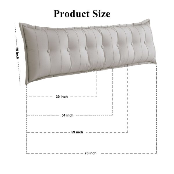 Large Headboard Reading Pillow Bolster Body Pillow Off-White - Image 11