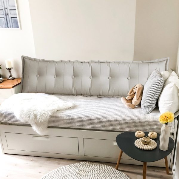 Large Headboard Reading Pillow Bolster Body Pillow Off-White - Image 12