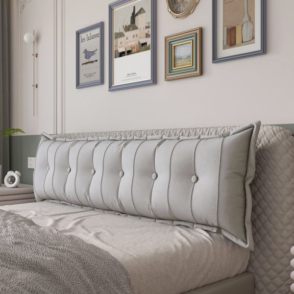 Large Headboard Reading Pillow Bolster Body Pillow Off-White - Image 13