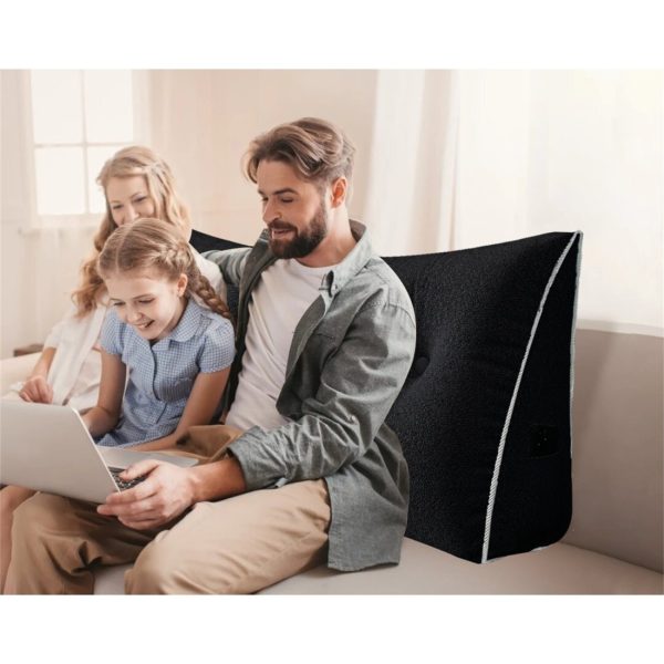 Large Wedge Reading Pillow for Bed Daybed Bolster Backrest Black - Image 4