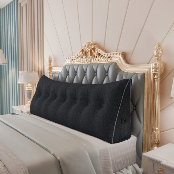 Large Wedge Reading Pillow for Bed Daybed Bolster Backrest Black - Image 6
