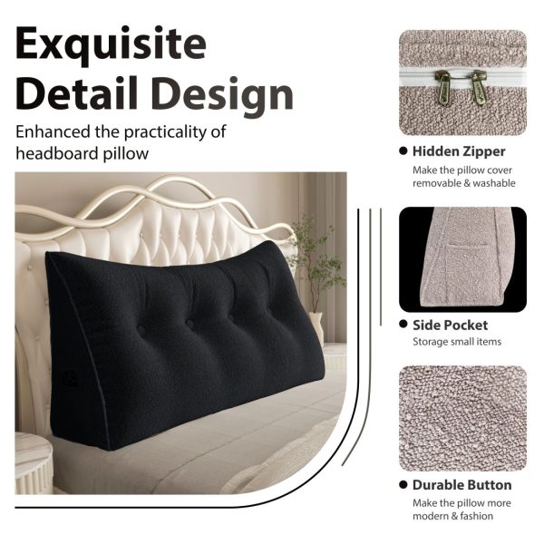 Large Wedge Reading Pillow for Bed Daybed Bolster Backrest Black - Image 7
