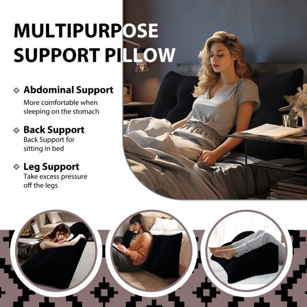 Large Wedge Reading Pillow for Bed Daybed Bolster Backrest Black - Image 8