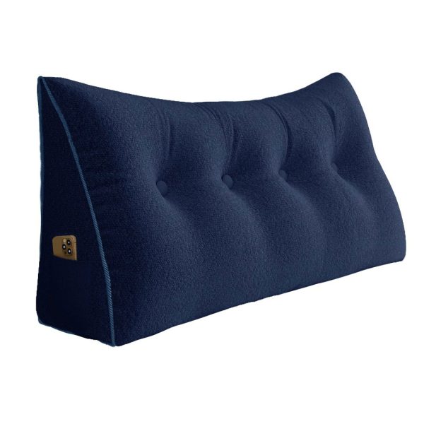 Large Wedge Reading Pillow for Bed Daybed Bolster Backrest Blue