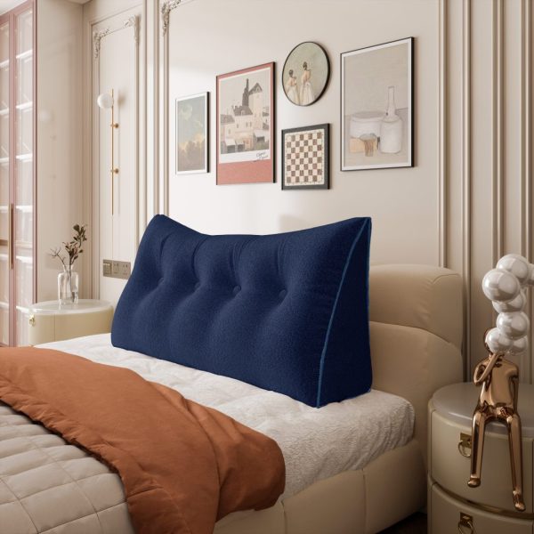 Large Wedge Reading Pillow for Bed Daybed Bolster Backrest Blue - Image 8