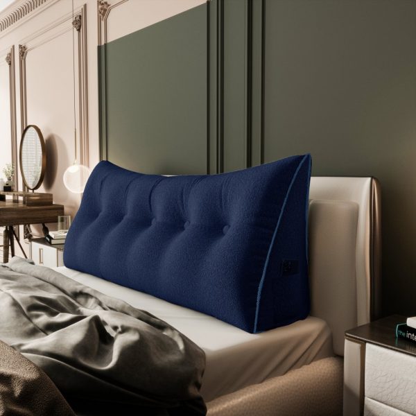 Large Wedge Reading Pillow for Bed Daybed Bolster Backrest Blue - Image 9
