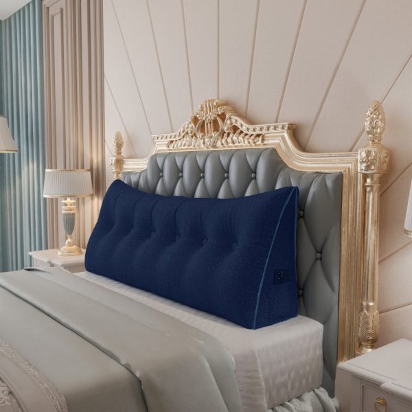 Large Wedge Reading Pillow for Bed Daybed Bolster Backrest Blue - Image 10