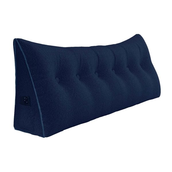 Large Wedge Reading Pillow for Bed Daybed Bolster Backrest Blue - Image 14