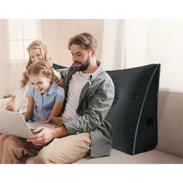 Large Wedge Reading Pillow for Bed Daybed Bolster Backrest Gray - Image 3