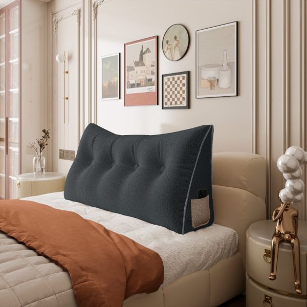 Large Wedge Reading Pillow for Bed Daybed Bolster Backrest Gray - Image 8