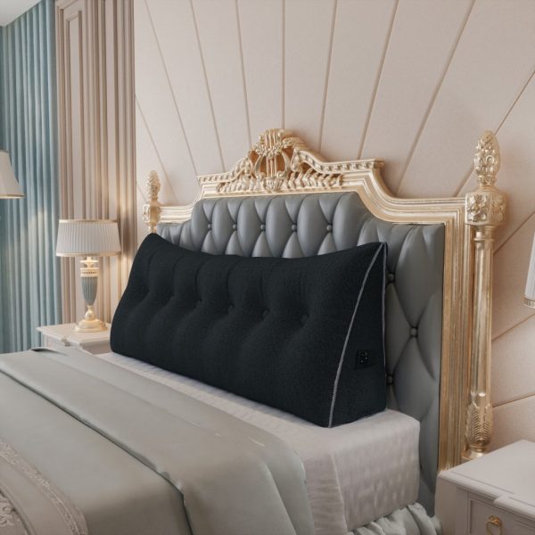 Large Wedge Reading Pillow for Bed Daybed Bolster Backrest Gray - Image 10