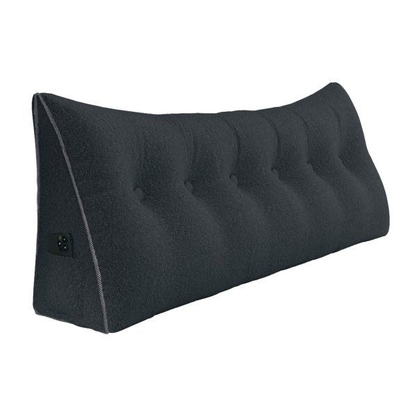 Large Wedge Reading Pillow for Bed Daybed Bolster Backrest Gray - Image 15
