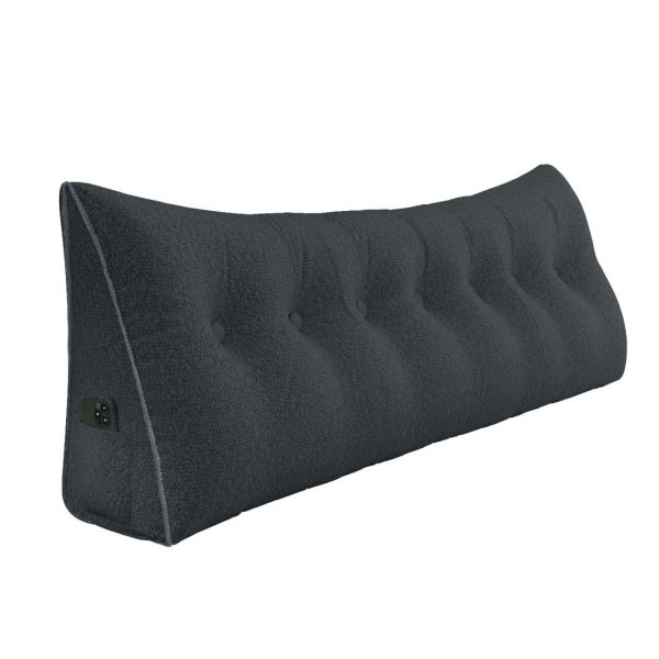 Large Wedge Reading Pillow for Bed Daybed Bolster Backrest Gray - Image 16