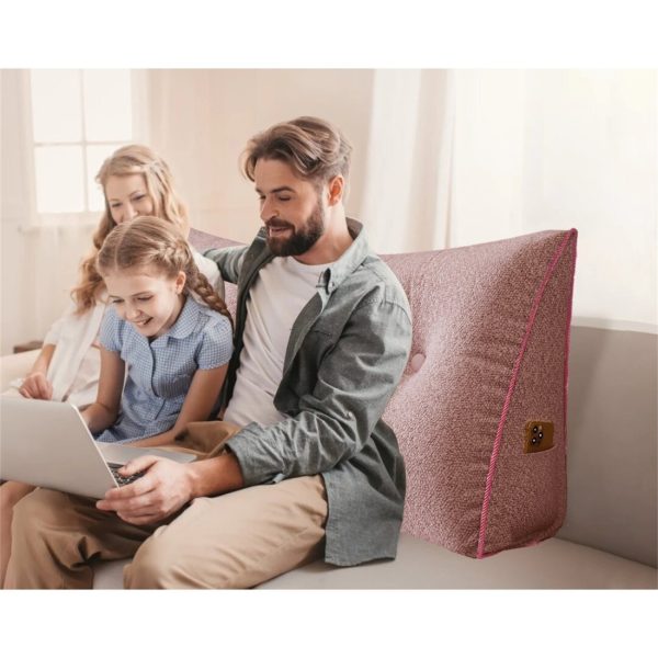 Large Wedge Reading Pillow for Bed Daybed Bolster Backrest Pink - Image 3