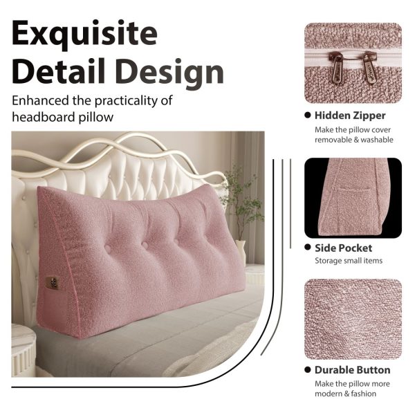 Large Wedge Reading Pillow for Bed Daybed Bolster Backrest Pink - Image 6