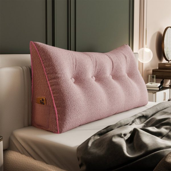 Large Wedge Reading Pillow for Bed Daybed Bolster Backrest Pink - Image 10