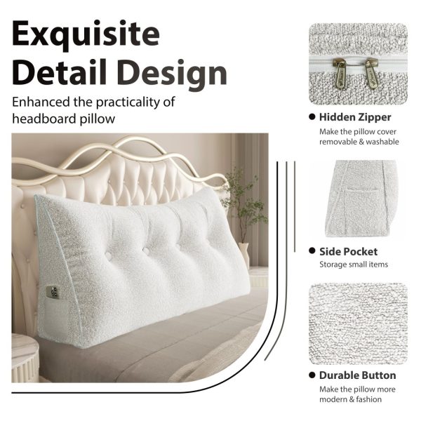 Large Wedge Reading Pillow for Bed Daybed Bolster Backrest White - Image 7