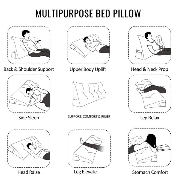 Large Wedge Reading Pillow for Bed Daybed Bolster Backrest White - Image 8