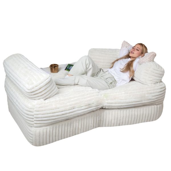Curved Corduroy Sofa - Plush Convertible Lounge Couch for Living Room