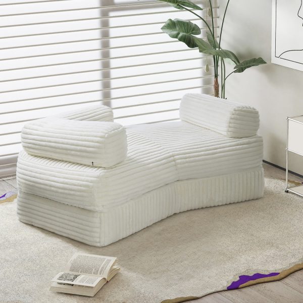 Curved Corduroy Sofa - Plush Convertible Lounge Couch for Living Room - Image 2