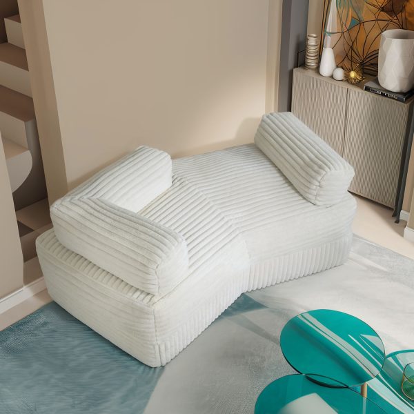 Curved Corduroy Sofa - Plush Convertible Lounge Couch for Living Room - Image 3