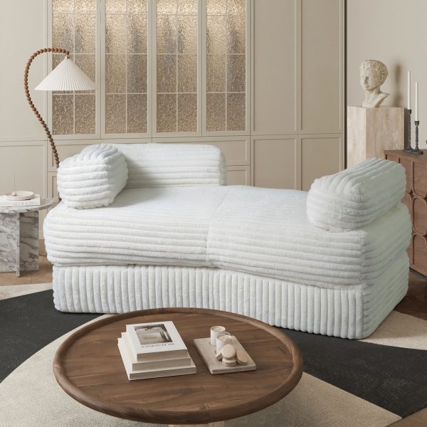 Curved Corduroy Sofa - Plush Convertible Lounge Couch for Living Room - Image 8