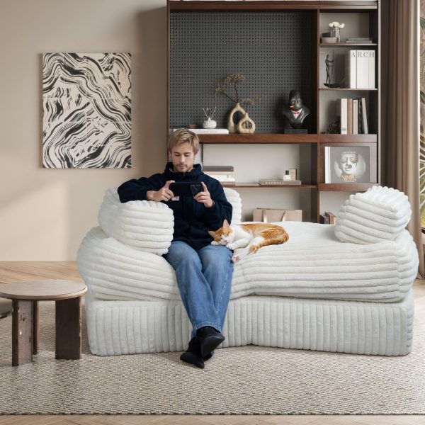 Curved Corduroy Sofa - Plush Convertible Lounge Couch for Living Room - Image 11
