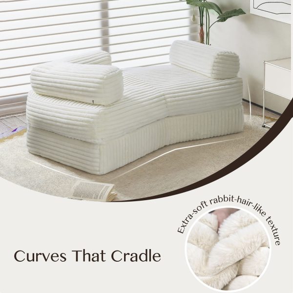 Curved Corduroy Sofa - Plush Convertible Lounge Couch for Living Room - Image 15