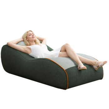 Curved Floor Sofa with Lumbar Support & Breathable Fabric