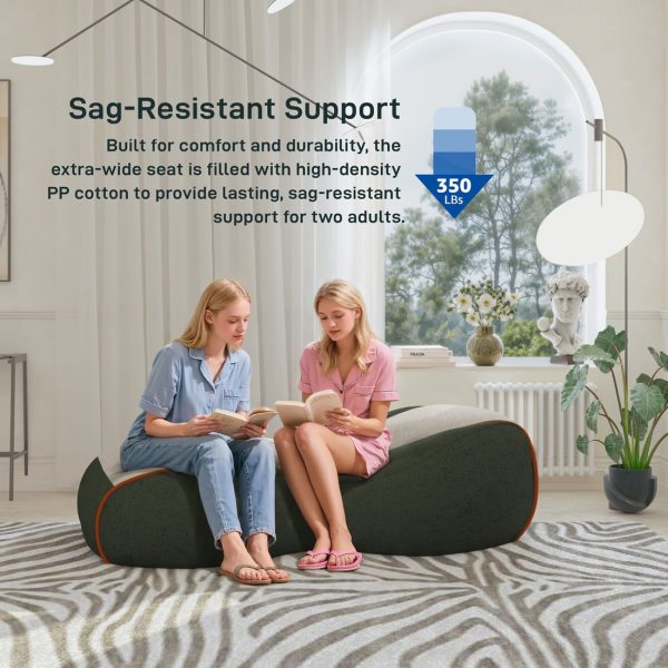 Curved Floor Sofa with Lumbar Support & Breathable Fabric - Image 5