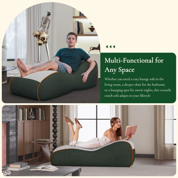 Curved Floor Sofa with Lumbar Support & Breathable Fabric - Image 6
