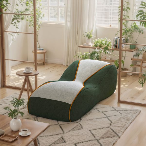 Curved Floor Sofa with Lumbar Support & Breathable Fabric - Image 11