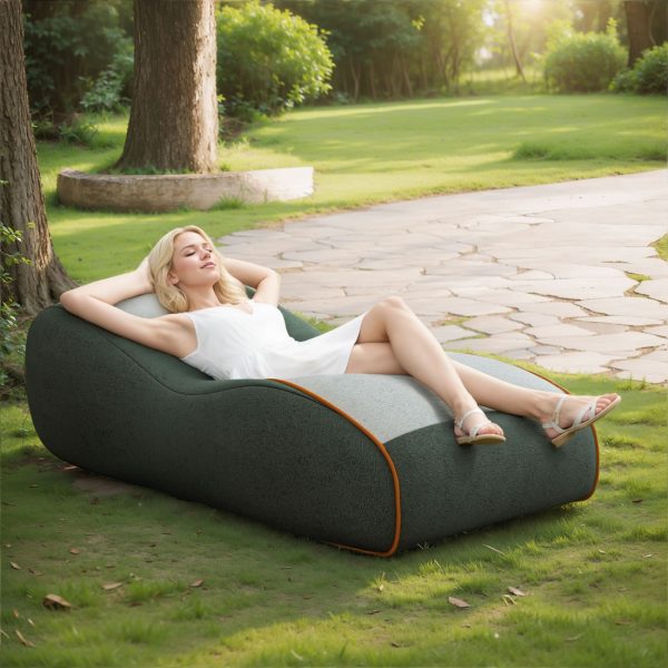 Curved Floor Sofa with Lumbar Support & Breathable Fabric - Image 14