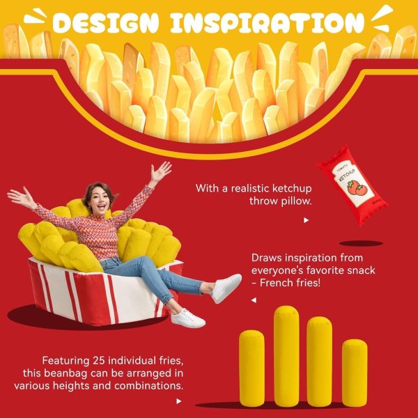 Fries Bean Bag Chair: Adjustable, cozy comfort for relaxation & fun decor - Image 3