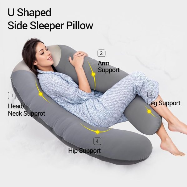 Full Body U-Shape Pillow for Side Sleepers & Reading Support - Image 2